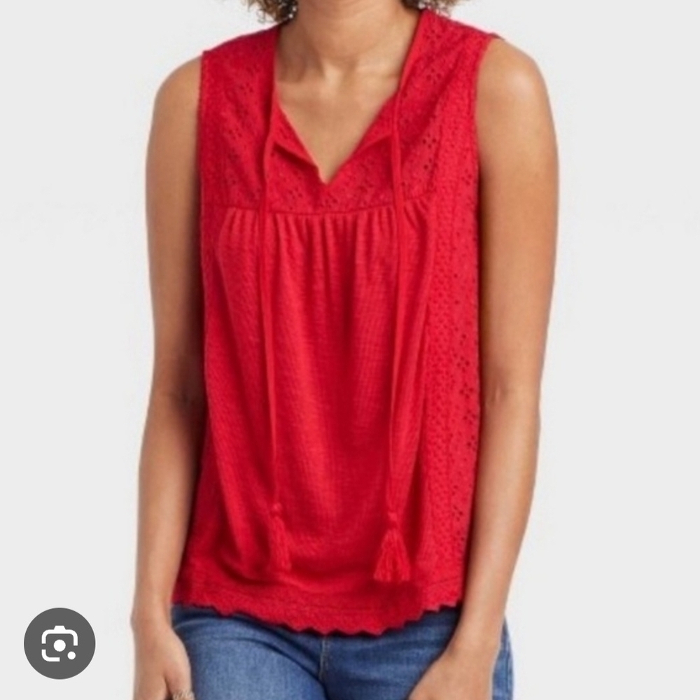 NWT Knox Rose Vibrant Red Sleeveless Blouse